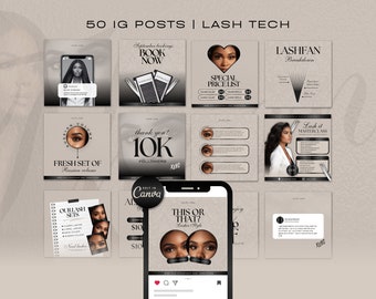 Lash Tech Instagram Post Vorlagen: Branding Kit (Canva Editierbar)