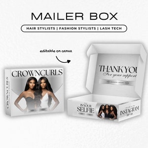 Wig Mailer Box Design | Lace Front & Bundles Box Packaging Design | DIY Editable In Canva | Premade Custom Box Design |Post Box