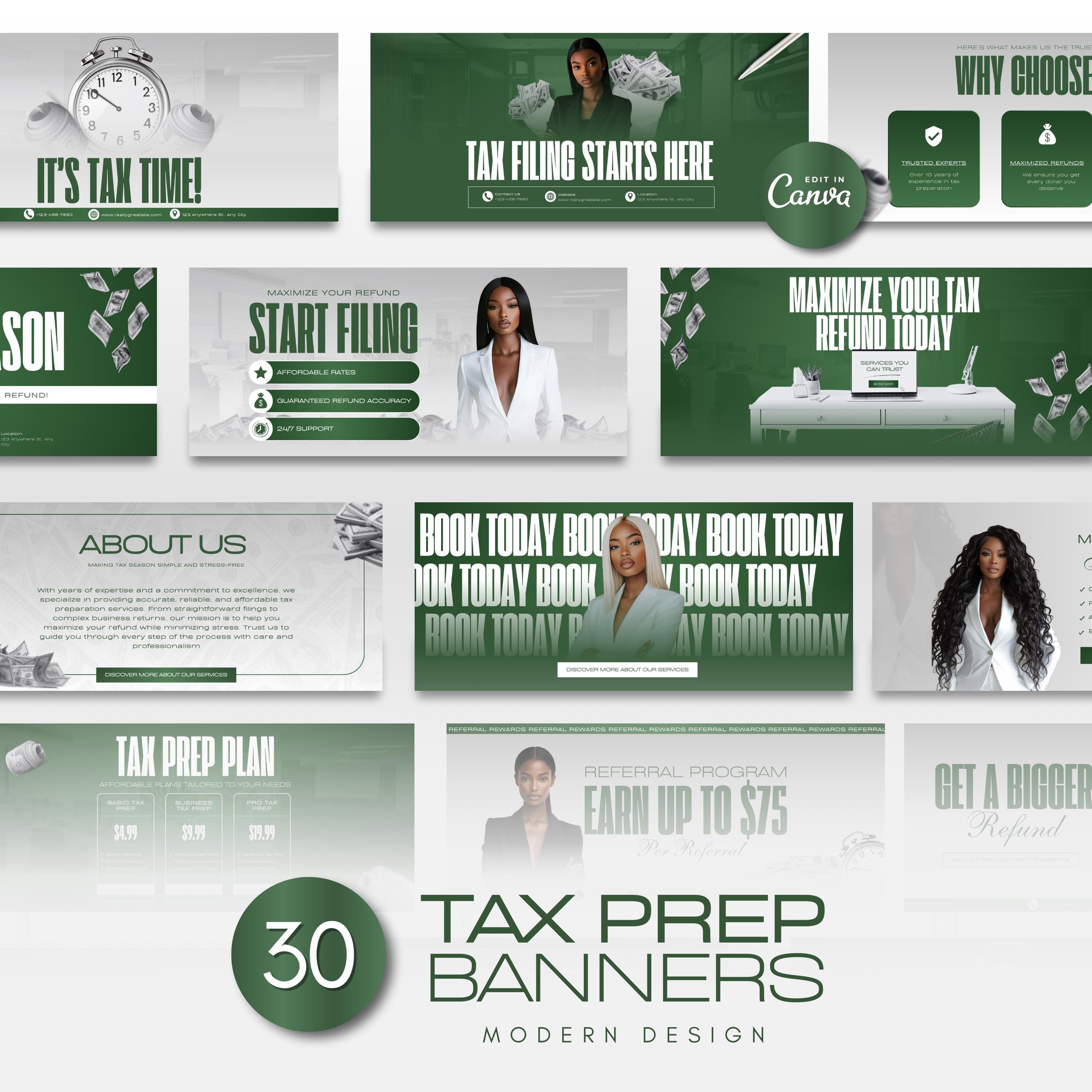 30 Tax Prep Banners | Accountant Templates | Corporate Business Website Banners | Credit Repair | Tax Consultation Banner | Shopify