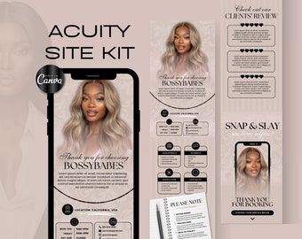 Plantilla de programación Beige Acuity, sitio web de reservas de peluquería, Canva Design