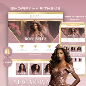 Premium Haarverlängerung Shopilly Theme | Haare Business Website Template | Haar-Bundle-Shop-Design | Haar-Branding-Vorlagen | Salon-Website