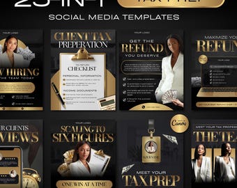 Tax Prep Service Flyers, Social Media Templates (Canva)