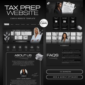 Tax Prep Website Canva Template: Modern Business Banners