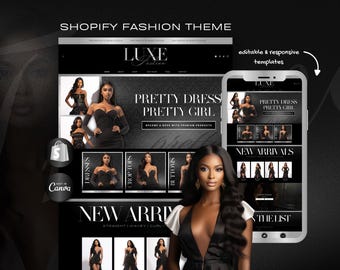 Fashion Streetwear Shopify Theme | Clothing Store Website Template | Luxury Apparel Ecommerce Design | Online Boutique Canva Banners