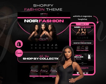 HotPink Fashion Shopifyテーマ、Canvaバナー（デジタルダウンロード）