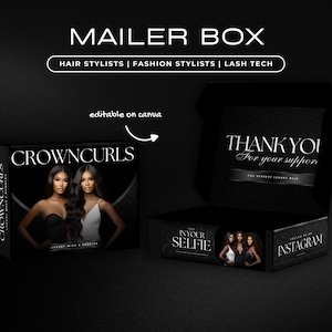 Wig Mailer Box Design | Lace Front & Bundles Box Packaging Design | DIY Editable In Canva | Premade Custom Box Design |Post Box