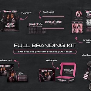 Hair Branding Kit | Hang Tags Thank You Card Kit | Canva Templates | Luxury Sleek Printable Hair Extensions Bundle Kit | Hair Wig Boutique