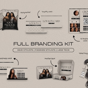 Hair Branding Kit | Luxury Hair Bundle Wrap Design | Hairstylist Brand Kit | Hair Thank You Cards | Canva Templates | Hair Boutique Branding