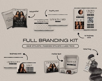 Hairstylist Branding Kit, Fashion Stylist Canva Templates, Thank You Cards