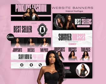 Fashion Web Banner Templates | Boutique Website Headers (Editable Canva)