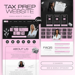 Tax Prep Website Canva Template: Modern Business Banners
