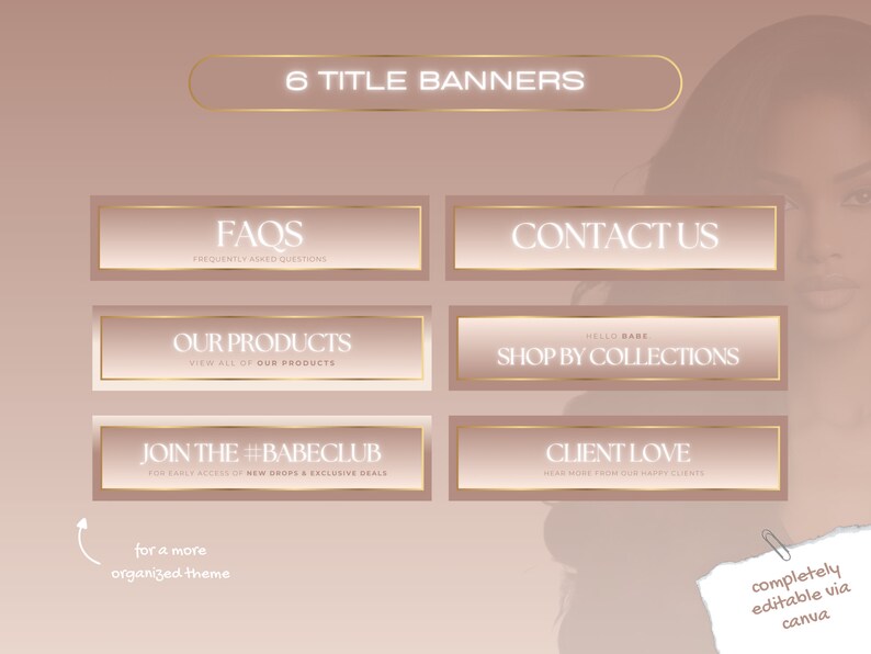 6 Title Banners for FAQ Contact Us and Shop Policies for Beauty Website