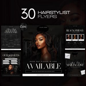 30 Hair Extension Flyers Instagram Post Templates | Hair Business Marketing Kit | Editable Canva Salon & Stylist Branding Bundle