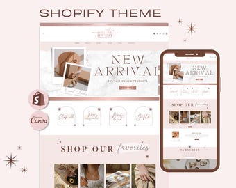 Puede incluir: Un tema Shopify rosa y blanco para una tienda de joyería en línea. El sitio web presenta un banner con el texto "Nueva llegada" y una venta del 25% en productos nuevos. El sitio web también presenta una sección llamada "Comprar nuestros favoritos" con imágenes de joyas. El sitio web está diseñado para ser visualmente atractivo y fácil de navegar.