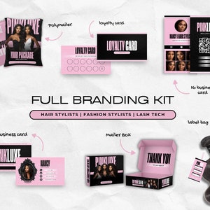 Hair Branding Kit | Hang Tags Thank You Card Kit | Canva Templates | Luxury Sleek Printable Hair Extensions Bundle Kit | Hair Wig Boutique