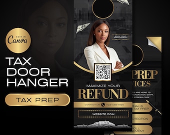 Tax Door Hanger Template, Canva Editable, Tax Prep Marketing, Maximize Refund, Appointment Reminder