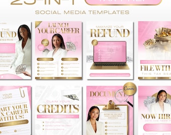 Tax Prep Flyer Bundle, Income Tax Preparer Templates, Accounting Services Business Template, Editable Canva