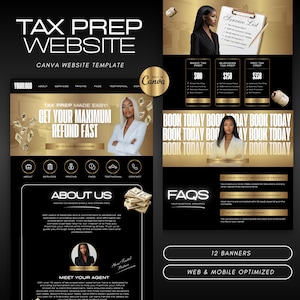 Tax Prep Website Canva Template: Modern Business Banners
