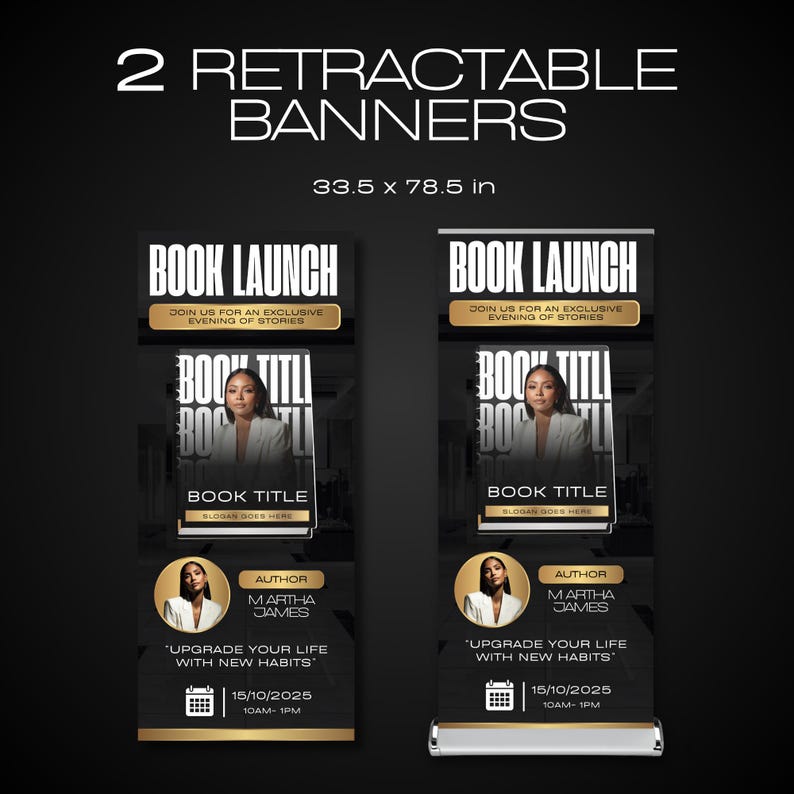 Book Author Roll-up Banner Template, Book Launch Retractable, Editable ...