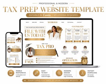 Canva Tax Prep Website Template, Modern Accountant Site (Digital Download)