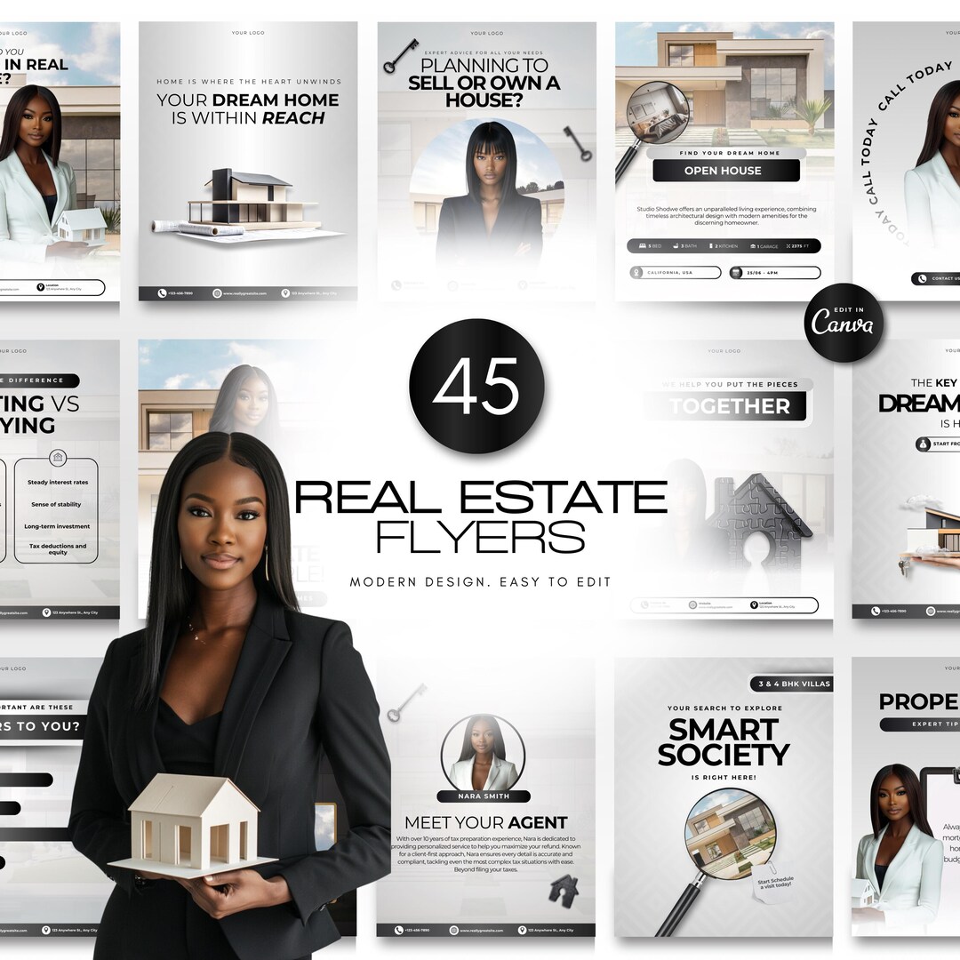 45 Real Estate Flyer Templates, Canva Editable Realtor Marketing ...