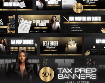 60 Gold Tax Prep Banners | Accountant Templates | Corporate Business Website Banners | Credit Repair | Tax Consultation Banner | Shopify