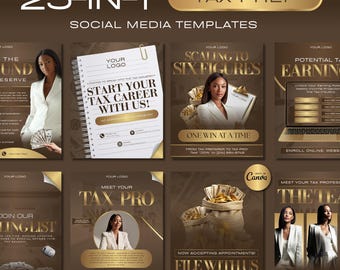 Editable Tax Prep Service Flyers, Social Media Templates (20-in-1) (Digital Download)