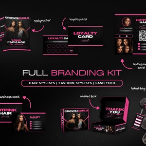 Hair Business Full Branding Kit | Luxury Hair Branding Bundle | Wig Business Packaging | Thank You Cards Hair Wig | Extensions Branding Kit