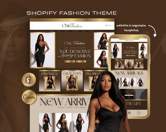 Elegant Shopify Theme | Fashion Boutique Website Template with Canva Banners