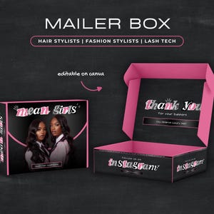 Wig Mailer Box Design | Lace Front & Bundles Box Packaging Design | DIY Editable In Canva | Premade Custom Box Design |Post Box
