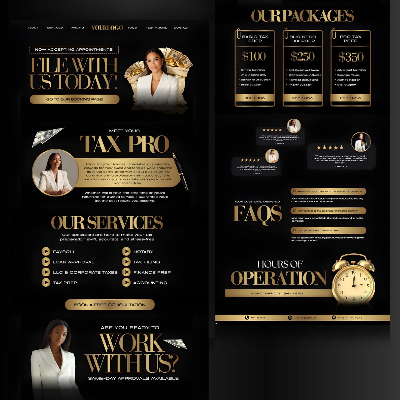 Tax Prep & Accountant Website Template, Tax Service Landing Page