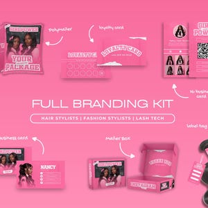 Hair Branding Kit | Hang Tags Thank You Card Kit | Canva Templates | Luxury Sleek Printable Hair Extensions Bundle Kit | Hair Wig Boutique