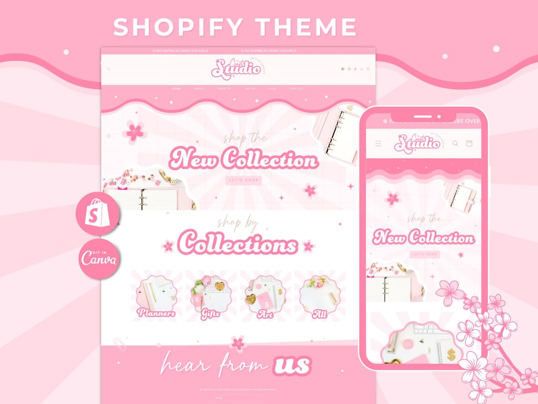 Kawaii Pink Studio Shopify Theme | Customizable Stationery Store ...