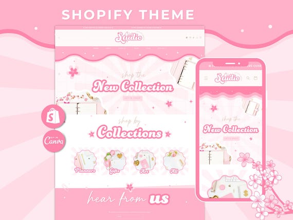 Kawaii Pink Studio Shopify Theme | Customizable Stationery Store Template