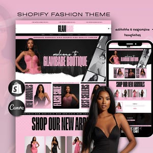 Fashion Shopify Theme, Clothing Boutique Website Template, Apparel Store Design with Canva Banners (Digital Download)