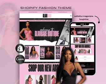 Fashion Shopify Theme, Clothing Boutique Website Template, Apparel Store Design with Canva Banners (Digital Download)