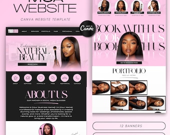 MUA Canva Website Template, Makeup Artist Website Design, Modern Beauty Business Editable Templates (Digital Download)