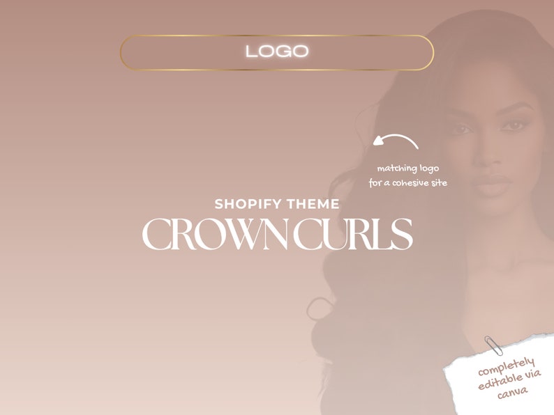 Matching Text Logo Template for Hair Brand editable in Canva for cohesive branding