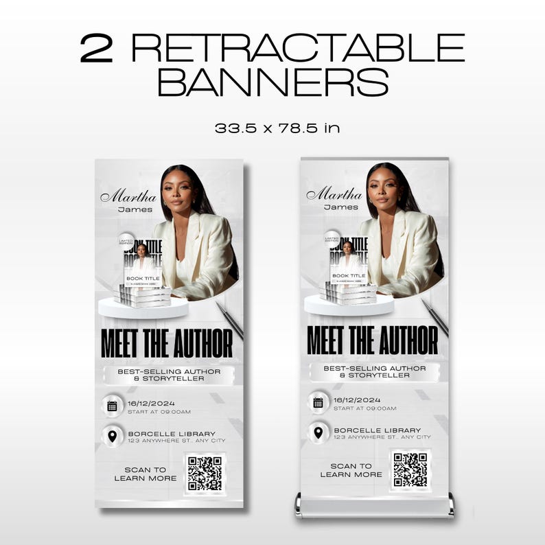 Author Roll-up Banner Template, Meet the Author Event Display, Silver ...