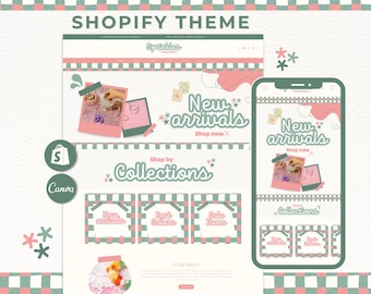 Shopify Theme Pastel Aesthetic, Playful & Colorful Website Template, Editable Online Store Design with Canva (Instant Download)