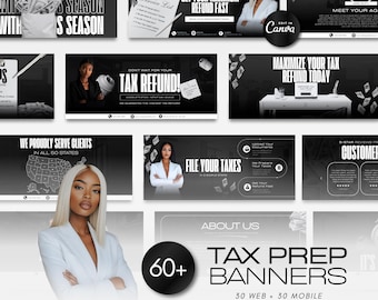 60 Tax Prep Banner Templates | Tax Website Banners | Tax Banner Design | Tax Company Banner Template | Website Banner Red Black Taxes