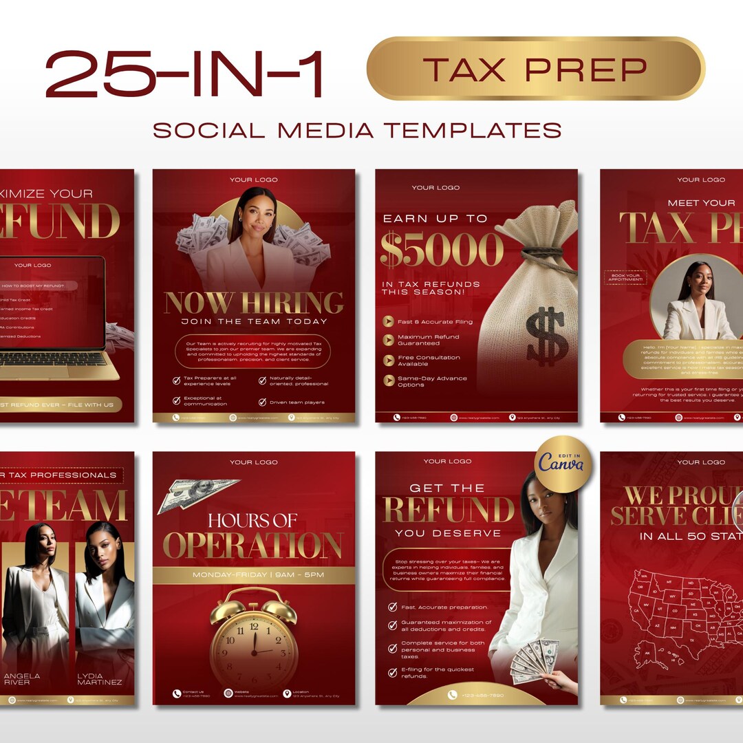 25 Editable Tax Prep Flyer Templates, 2026 Luxury Tax Season Flyers ...