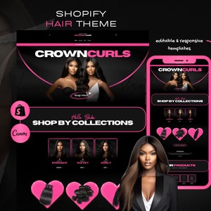 Shopkette Theme | Webseite von Hair Business | Haar-Branding-Vorlagen | Haarverlängerungen Shopilly Theme | Haar Vorlagen | Haarbündel Branding