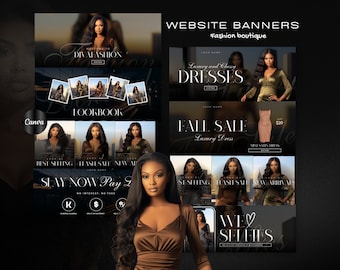 Fashion Boutique Website Banner Templates | Editable Canva Kit (Digital Download)