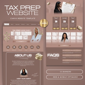 Tax Prep Website Canva Template: Modern Business Banners