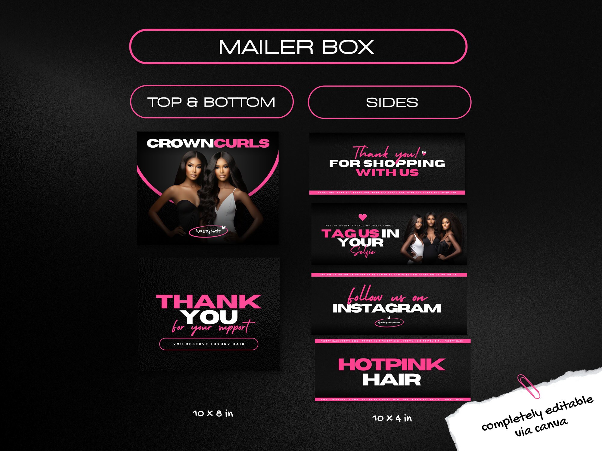 Wig Mailer Box Design Lace Front & Bundles Box Packaging Design DIY ...