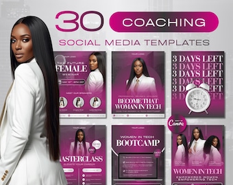 Plantillas de Canva para mujeres en tecnología, kit de marketing para coaches de negocios
