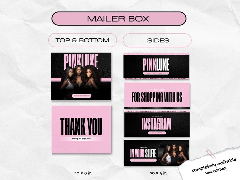 Wig box template editable in Canva