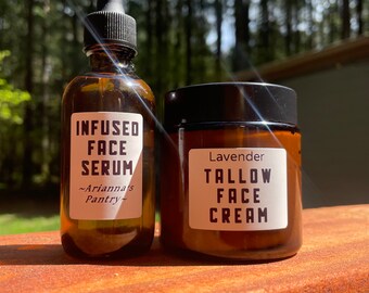 Ultimate Face Skincare Bundle - Face serum - whipped tallow - organic - all natural - grassfed - eczema - sensitive skin - body butter