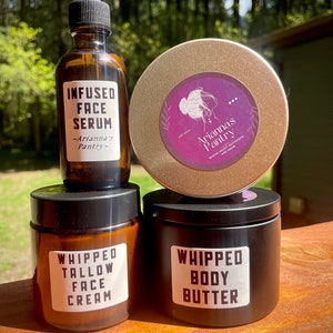 Natural Beauty Skin Care Bundle - Face serum - whipped tallow - whipped body butter - organic skincare- all natural skincare